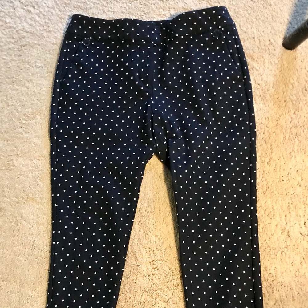 Loft 8P Marissa Skinny Polka Dot Ankle Pants